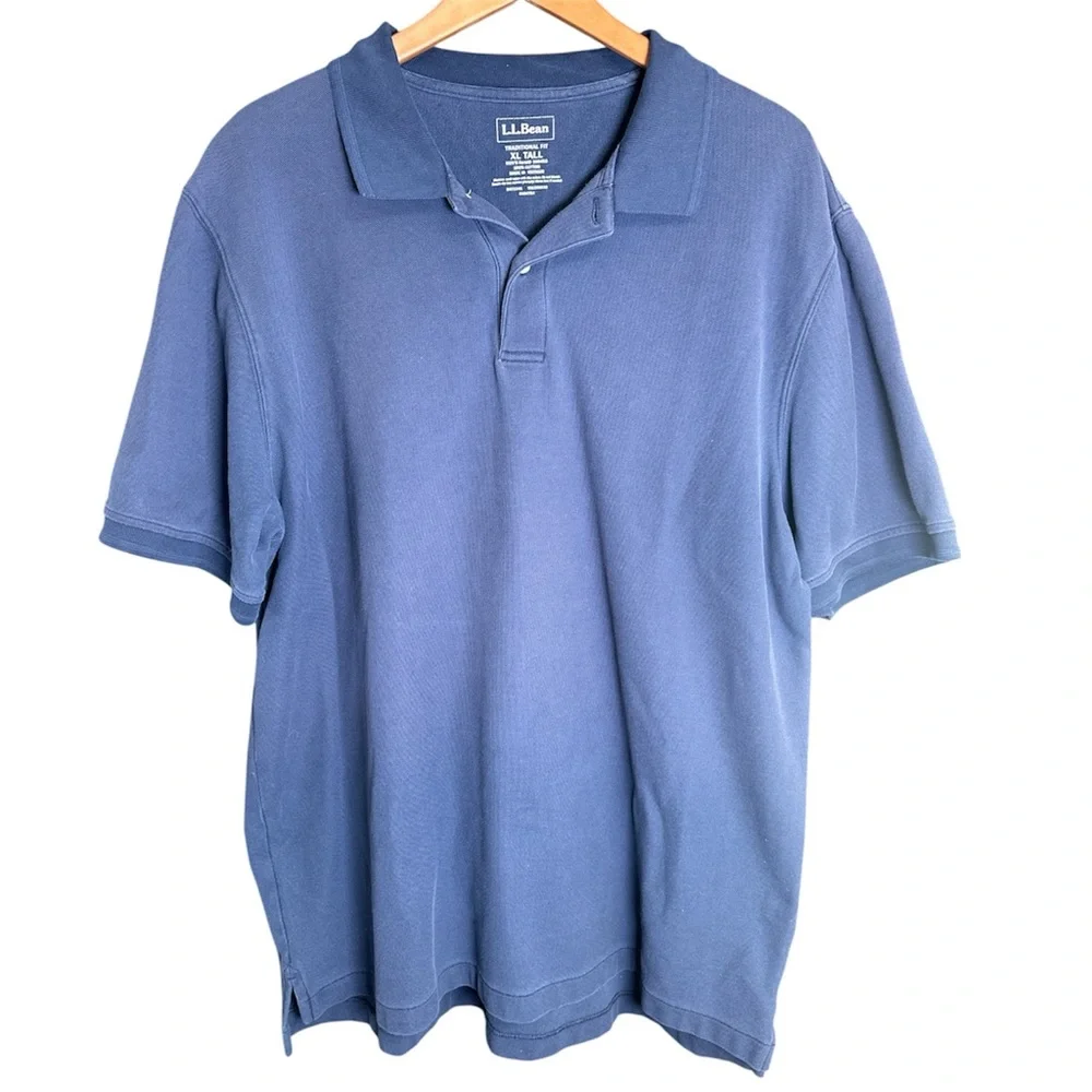 L.L.Bean Men’s XL Tall Polo Shirt Navy Short Sleeve‎ Classic Fit Cotton Preppy